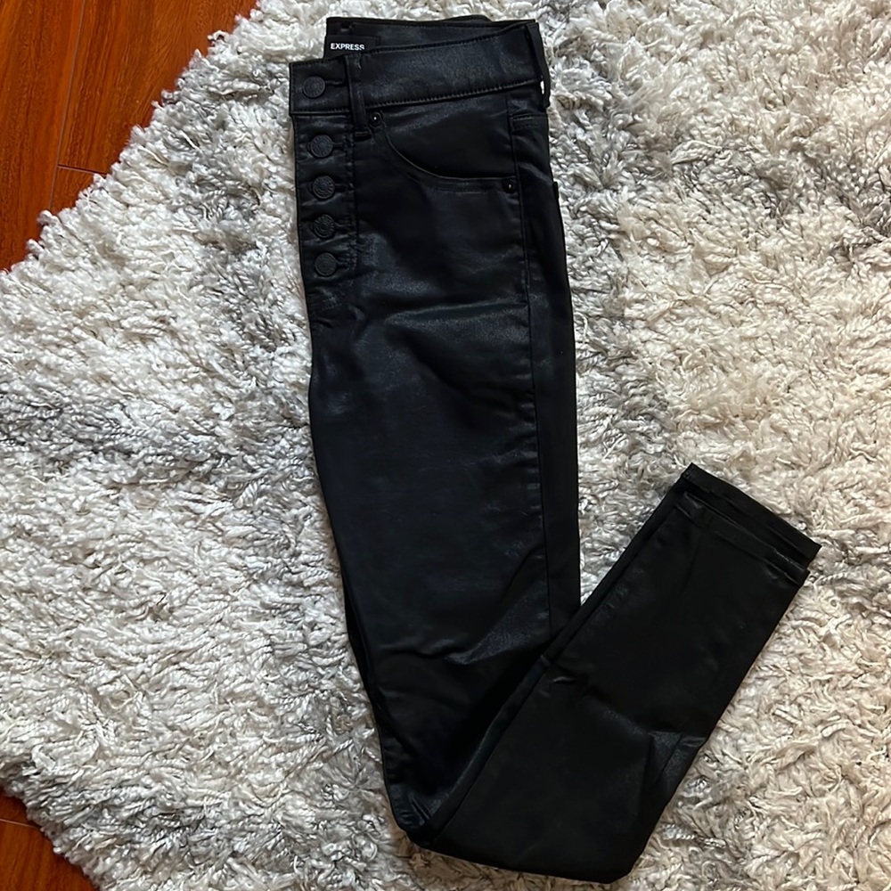 Express Black Coated Skinny Jeans